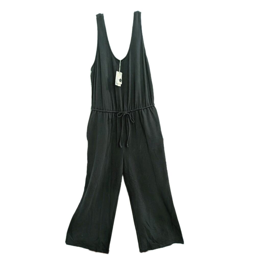 NEW Barefoot Dreams Malibu Collection Womens Luxe Lounge Jumpsuit Wide Leg Black